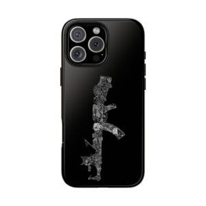 Tough Cases: Cat & Gun Design Phone Case, Unique Animal Art, Stylish Protective Cover, Cool Gift for Cat Lovers, Trendy Tech Accessories