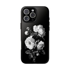 Elegant Floral Phone Case, Tough Cases for Protecting Phones, Black Rose Design, Gifts for Her, Customized Phone Accessories