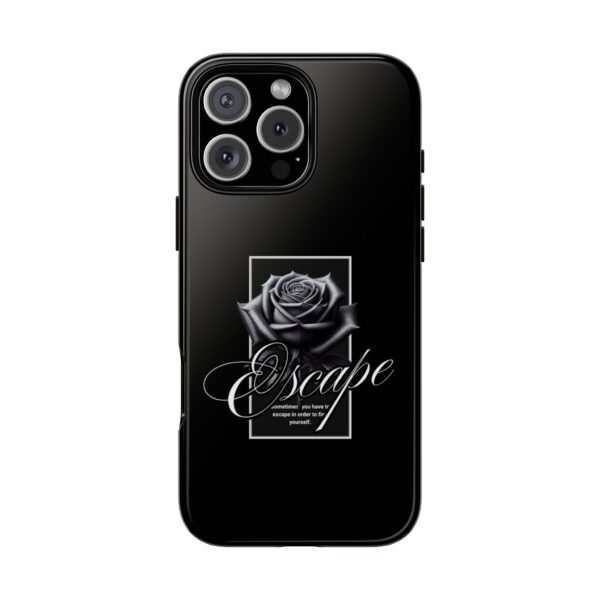 Black Rose Phone Case - Escape Design, Gothic Style, Tough Protection, Gift for Her, Perfect for All Occasions, Aesthetic Accessories